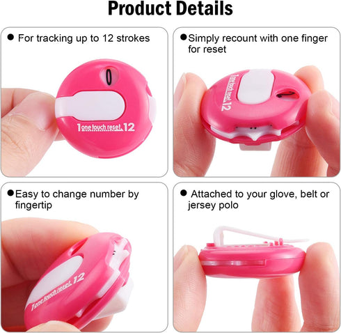 Frienda Mini Golf Score Counter Clicker, 6 Pieces, Simple Attachment Scorekeeper up to 12 Shots with One Touch Reset