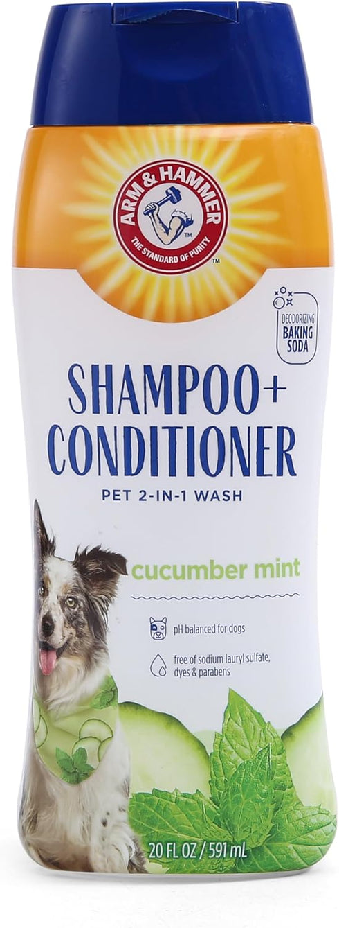Arm & Hammer 2-in-1 Shampoo & Conditioner for Dogs - Cucumber Mint, 20 Ounces, 2 Pack for All Dogs