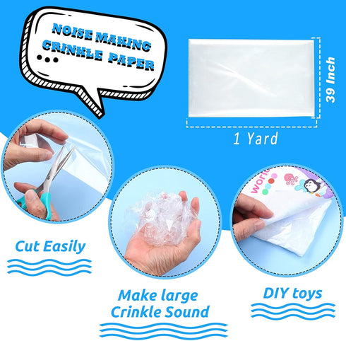 Zonon 1 Yards Crinkle Paper for Babies Toys Noise Making Crinkle Paper for Dog Toys Noise Maker Plastic Film for Adding Noise Toys Dog Cat PET Supplies