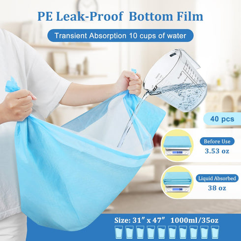 31"x47" 40 Count, Dog Pee Pads Extra Large Leak-Proof Super Absorbent Thick Disposable Potty Training Pads for Dogs