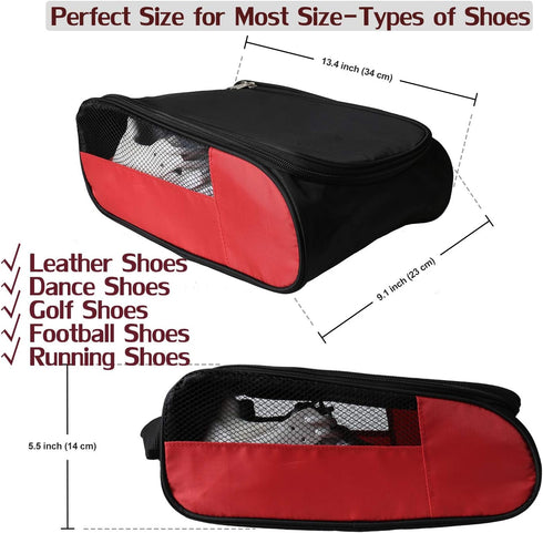 Outdoor Golf Shoes Bags, Travel Shoes Bags Zippered Sport Shoes Bag (Red)