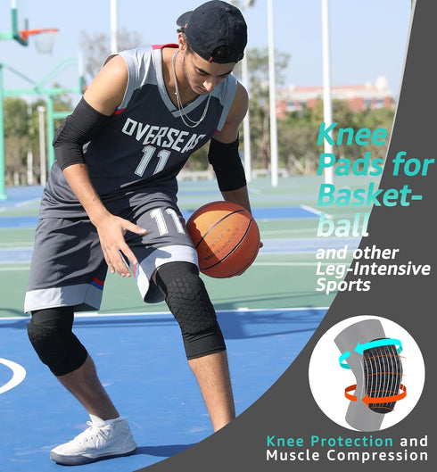HiRui Knee Pads for Kids, Youth & Adults - Basketball Baseball Knee Brace Compression Sleeve (Black, 2XL)