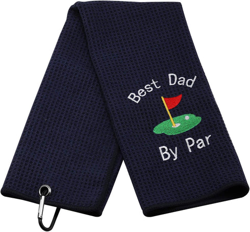 JXGZSO Dad Golf Towel, Embroidered Gift with Clip, Dark Blue