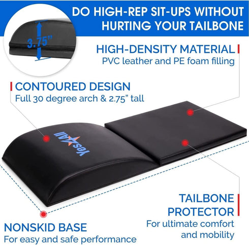 Yes4All Ab Mat Tailbone Support Pad - Foldable Abdominal Exercise Sit Up Support for Core Training