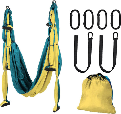 Premium Aerial Yoga Swing Hammock - Inversion Therapy with 2 Free Extension Straps for Home & Gym Fitness.