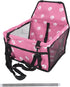 Pet Safety Seat with Oxford Cloth Bear Paw Pattern, Washable Adjustable Strap Carrier Storage Bag for Travel (Pink Paw