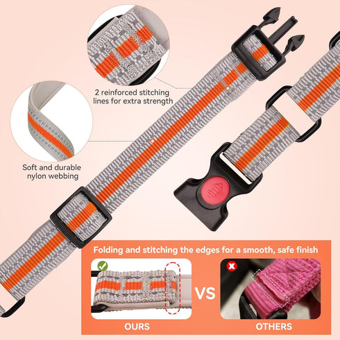 Martingale Collar for Dogs, Soft Neoprene Padded Reflective Collar and Leash Set, Safety Buckle Nylon for Puppy