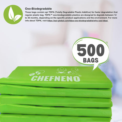 (500 (500 Baby Diaper Bag Disposable Biodegradable Unscented Easy Tie Handles Bags) Made w/EPI Additive Bulk Diaper