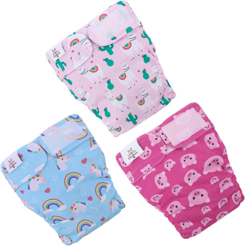3 Pack WWD15S CuteBone Washable Dog Diapers Female No Tail Hole Reusable Doggie Period Training Pants for Docked-Tail