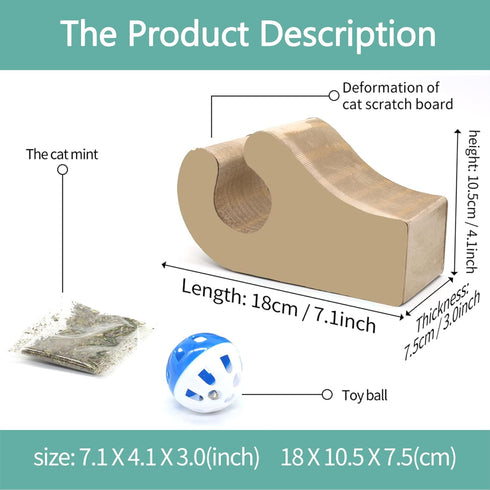 Foldable Magic Organ Cat Scratching Board - Durable Recyclable Cardboard Cat Scratcher with Toy Ball