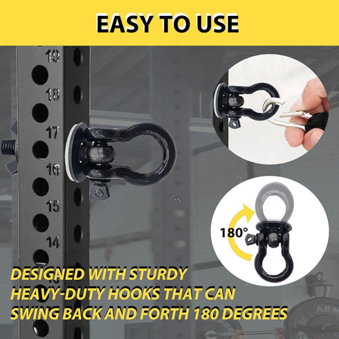 DyaMag 1-3 inch Rack(2 Pack) Power Rack Attachments with Silicone gaskets for Resistance Band. O-Ring Attachment