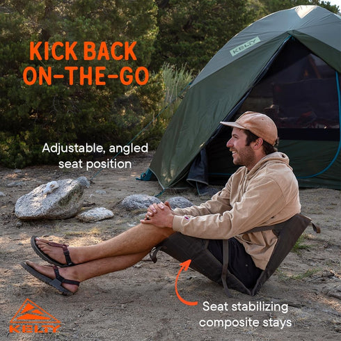 1.2oz Kelty Camp Chair, Adjustable Minimalist Seat for Trail Breaks, Stadiums, Concerns, Closed Cell Foam Padding