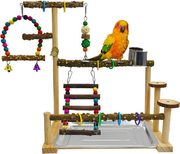 kathson Parrot Play Stand Parakeet Playground Bird Jungle Gym Wood Conure Playstand