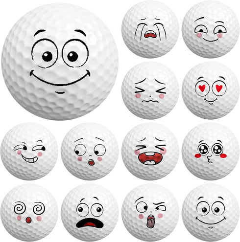 Syhood 12 Pcs Funny Golf Balls, Emotion Face Novelty Golf Balls, Cute Golf Accessories for Boys Girls