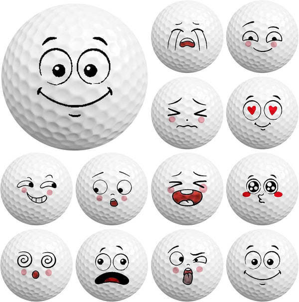 Syhood 12 Pcs Funny Golf Balls, Emotion Face Novelty Golf Balls, Cute Golf Accessories for Boys Girls