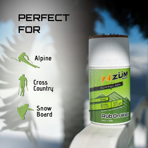 ZUMWax Rub-On Ski/Snowboard Wax, 70g, Any Temperature, Easy Cork Applicator, Made in USA