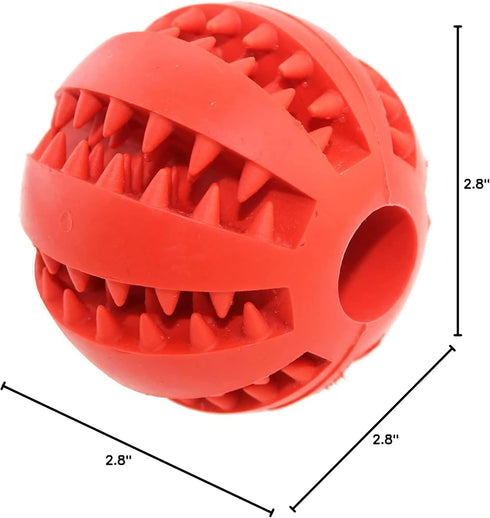 ADUCK Dog Ball Toys for Aggressive Chewers - 2.8 Inch Fire Red Natural Soft Bouncy Rubber Ball for Pet IQ Training