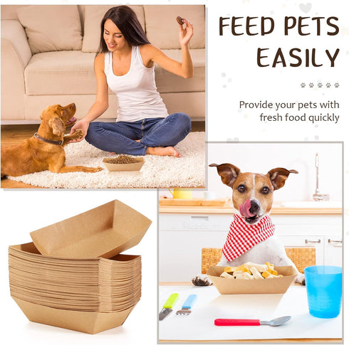 Disposable Pet Bowls, 50 Pcs Lightweight and Portable for Cats and Dogs, Easy to Carry and Store
