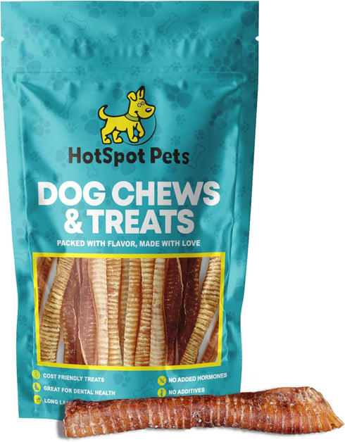 hotspot pets Premium 12'' Beef Trachea for Dogs, All Natural Long Lasting Chews, Rich in Glucosamine & Chondroitin