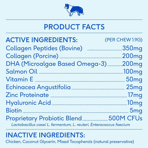 Native Pet Skin and Coat Chews for Dogs, 120 Chews - Wild-Caught Salmon Oil for Shedding & Hair Loss Treatment