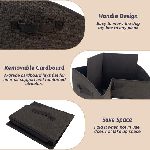 Collapsible Dog Toy Box Organizer - 2 Pack Large Dog Toy Bin with Handle - Fabric Dog Treat Basket for Storage