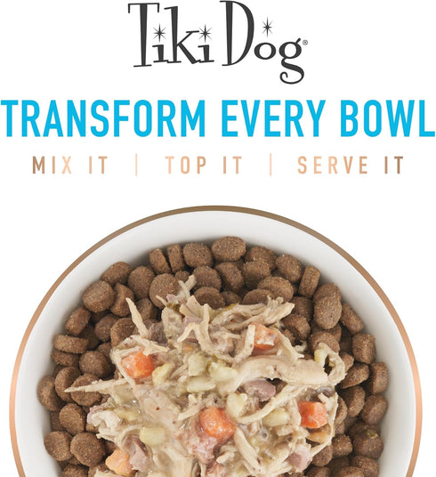 1.5 oz. 12 Count Tiki Dog Born Carnivore Flavor Booster, Tuna Recipe Bisque, Grain Free Meat Based Treats, Meal Topper