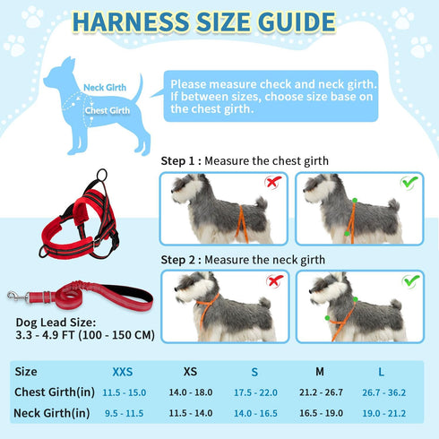 SlowTon No Pull Small Dog Harness & Leash Set, Adjustable Soft Vest Harness for Small Medium Dogs (R-Front Clip, S)