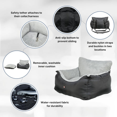 19.7 14.6 15.7 Cozy Trixie Convertible Lite Dog Car Seat x x in Booster with Safety Tether, Seat-Belt Straps & Side