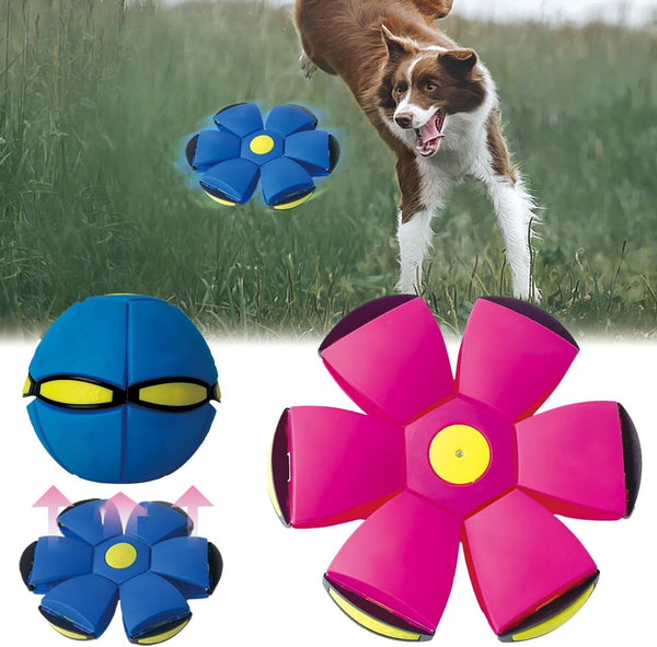 FlidRunest 2PCS Pet Toy Flying Saucer Ball - Interactive Dog Toy with 3 Lights for Outdoor Games