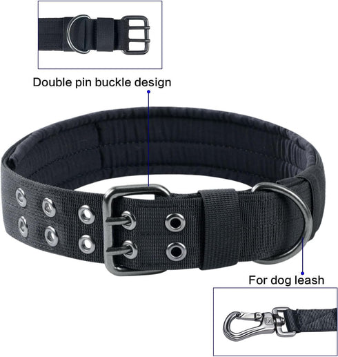 EXCELLENT ELITE SPANKER Adjustable Military Dog Collar, 1.5" Width, Metal D Ring & Buckle for Medium Large Dogs
