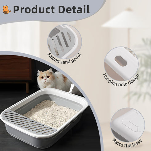 Jninexiu 17.7"13.4" (2Pcs Small Litter Box for Kittens, Open Potty Pan Cat Toilet Portable Cats Litter Box Travel