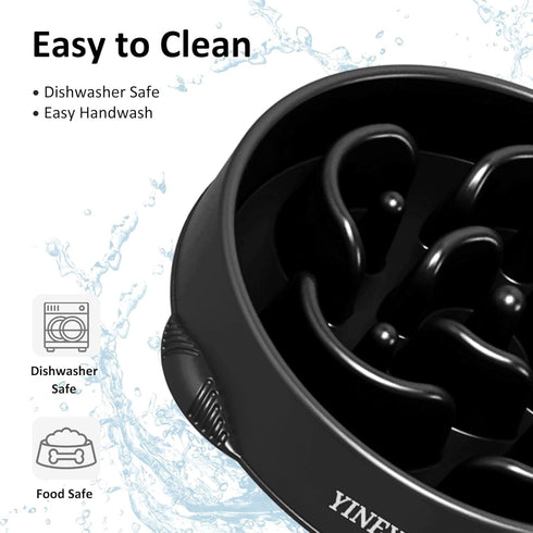 4 Cups Slow Feeder Dog Bowls for Large Breeds, Dog Puzzle Feeder, Black Slow Eating Bowl, 1 Pcs