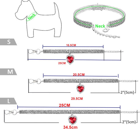 Rhinestone Pet Collar, Sparkling 3 Rows Crystal Diamond Dog Collars, Adjustable Wedding Collar, Puppy Girl Bling