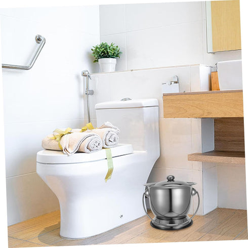 Robust Stainless Steel Urinal Bucket Lid for Adults and Seniors Portable Potty Spittoon Pet Food Bin Pot Dog Food