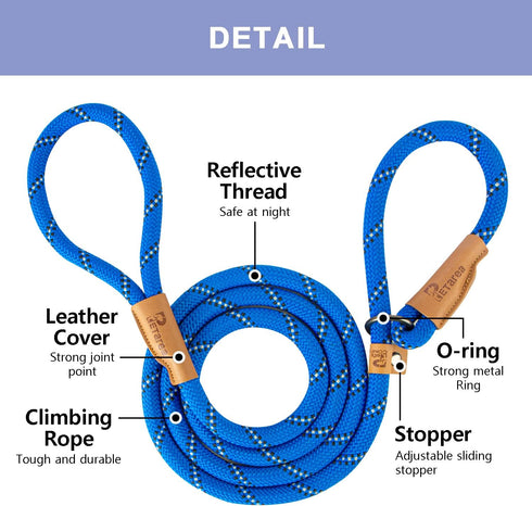 5 FT Slip Lead Dog Leash, Heavy Duty Rope for Small Medium Large Dogs, No Pull Training Lead with Reflective Thread,