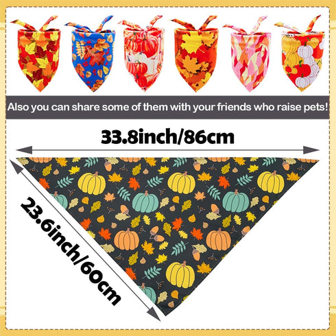 50PCS Hemming Large Dog Bandanas Fall Large XL Dog Breed Bulk Autumn Pattern Kerchief Triangle Bibs Head Scarves Scarfs