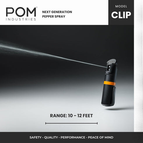 POM Pepper Spray Flip Top Pocket Clip - Maximum Strength OC Spray for Self Defense, 25 Bursts, 10 ft Range