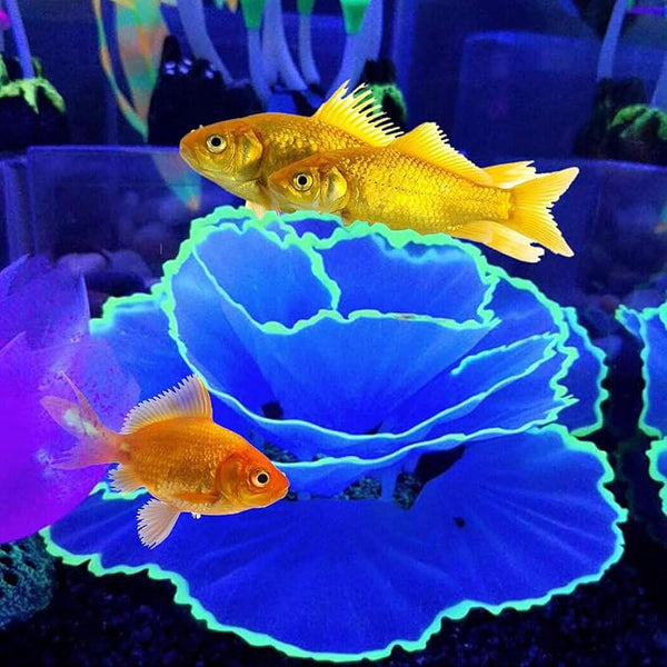Besimple Artificial Coral Ornament, Glowing Effect Resin Aquarium Plants for Fish Tank Decorations in Blue