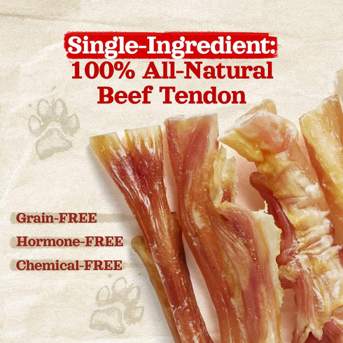 Natural Farm Extra-Thick Beef Tendons (4-6 Inch, 6 Pack), Supports Healthy Joints, Great for Dental Health, All Dog
