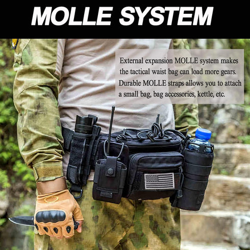 Tactical Fanny Pack | Military Waist Bag Hip Belt Bumbag Utility Bags for Outdoor Hiking Climbing Fishing (1 Pack Z-ACU)