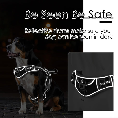 ADVENTUREMORE No Pull Dog Harness for Large Dogs - Reflective Breathable Vest with Easy Control Front Clip