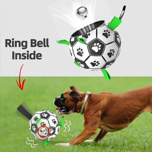Dog Soccer Balls Toy with Bell Inside, Outdoor Interactive Toys for Tug of War, Puppy Birthday Gifts, Durable Squeaky