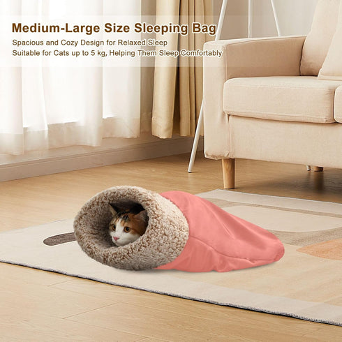 CHSIN Cozy Cat Sleeping Bag Soft Plush Pet Bed Warm Portable Calming Kitten Beds Kittens Cave Cats Mat for Small Pets