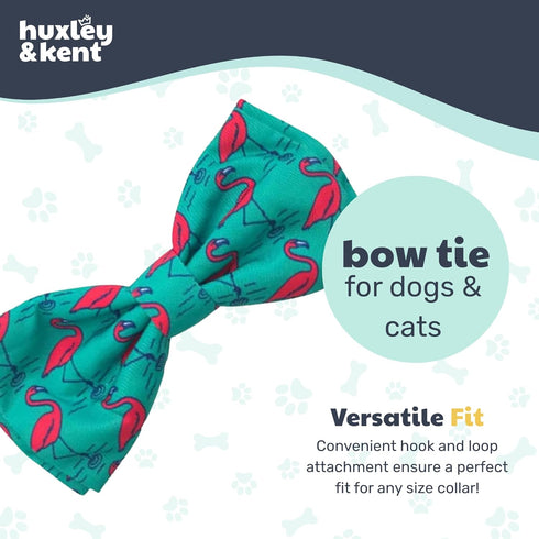 Huxley & Kent Pet Bow Tie for Dogs & Cats - Adjustable Collar Accessory for Holidays & Celebrations, Flamingo, Small