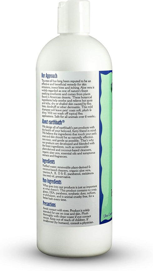 earthbath Hot Spot Relief Pet Shampoo - Tea Tree Oil & Aloe Vera, 16oz for Itching & Skin Conditions
