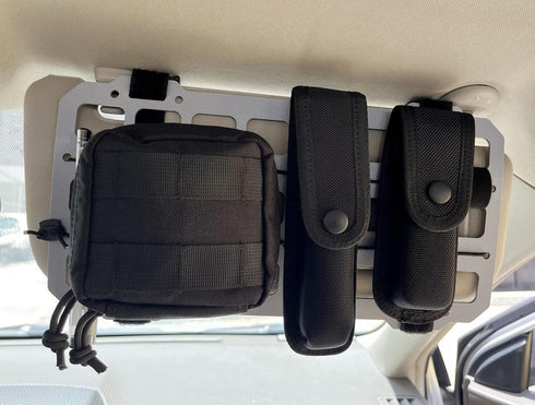 Vehicle Rigid MOLLE Panel for Car Visor Organizer, Tactical Gear Rack, Tool Holster Bag Holder, Light Grey