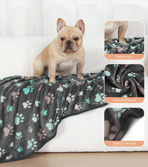 1 Pack 6 Blankets Dog Cat Soft Fluffy Fleece Pet Blanket, Warm Cute Print Design, Large 41"x31"