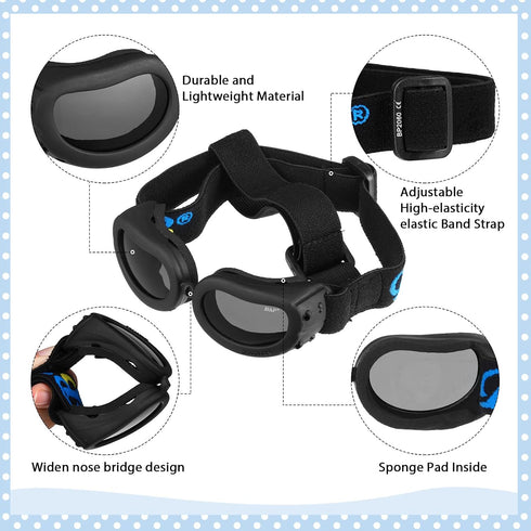 Small Dog Helmet Goggles Motorcycle Helmet UV Protection Doggy Sunglasses Pet Dog Glasses Safety Hat with Adjustable Belt Windproof Snowproof Eye Head Protection for Puppy Riding, S Size