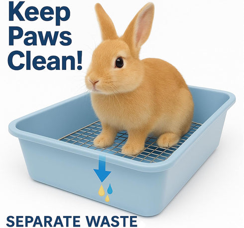 (15x12x4, Oncpcare Deep Guinea Pig Litter Box with Metal Grid, Plastic Bunny Litter Pan Potty Trainer Tray for Small