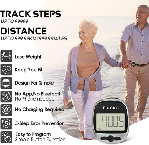 PINGKO Multi-Function Portable Outdoor Sport Pedometer - Step, Distance, Calories, Counter